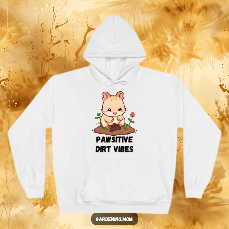 Funny Kawaii Gardening Animal Hoodie Happily Digging in Soft Earth, Cozy and Warm, Great Gift Idea.