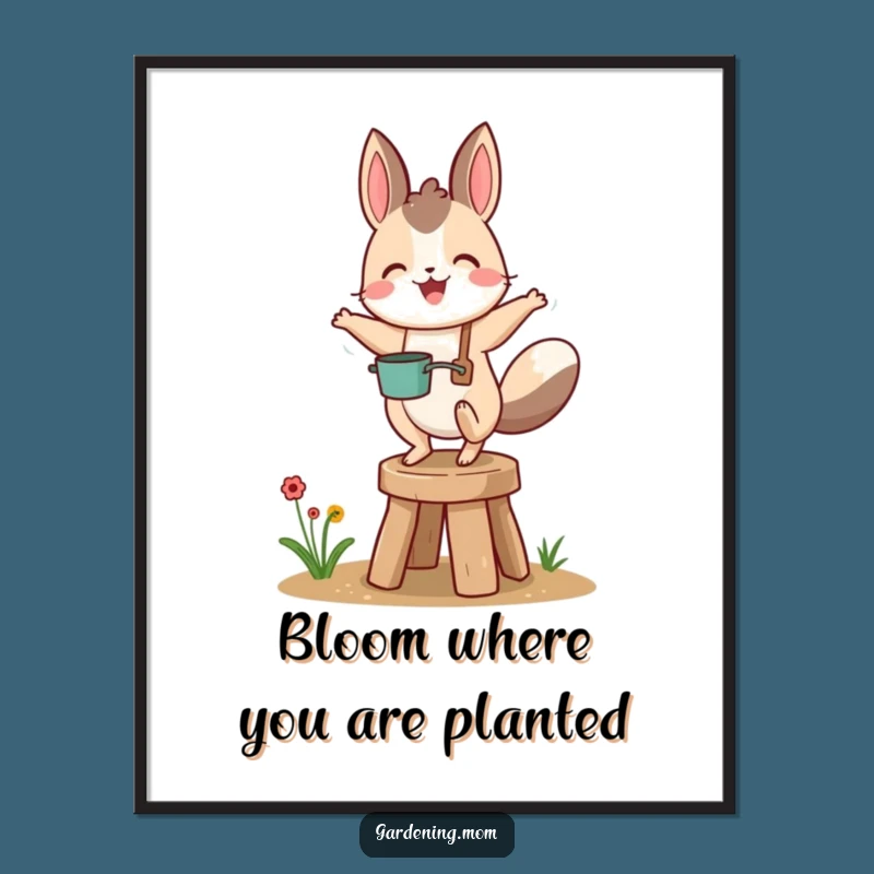 Funny Free Printable Wall Art: Animal Gardener Bouncing, Whimsical Downloadable Decor
