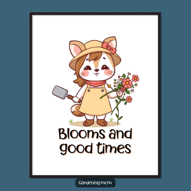 Funny Free Printable Gardener Mom Wall Art: Flowers and Trowel Charm
