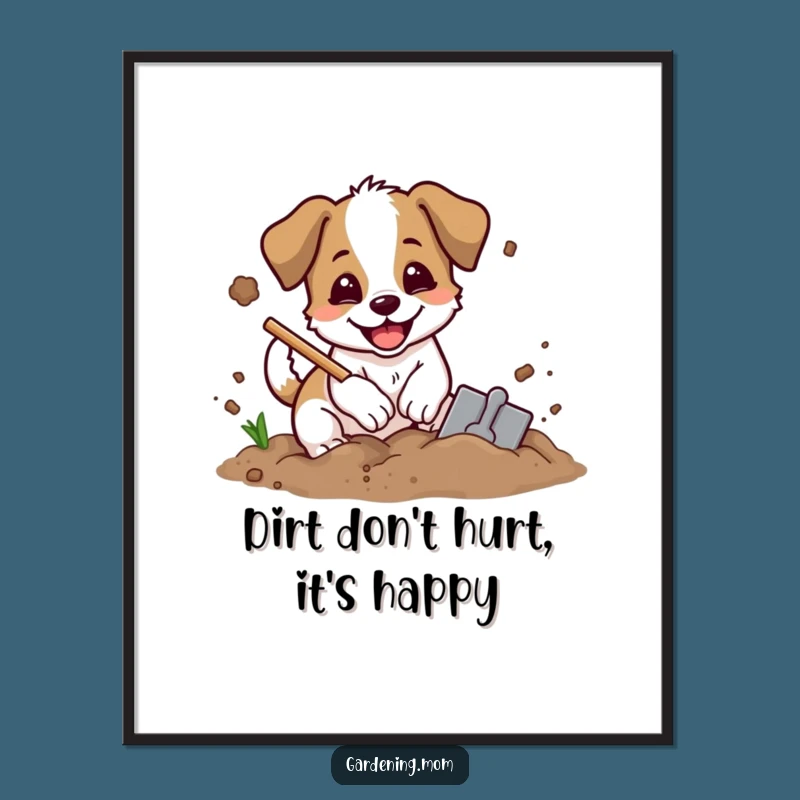 Free Printable Digging Dog Wall Art: Shovel Dirt Downloadable Decor