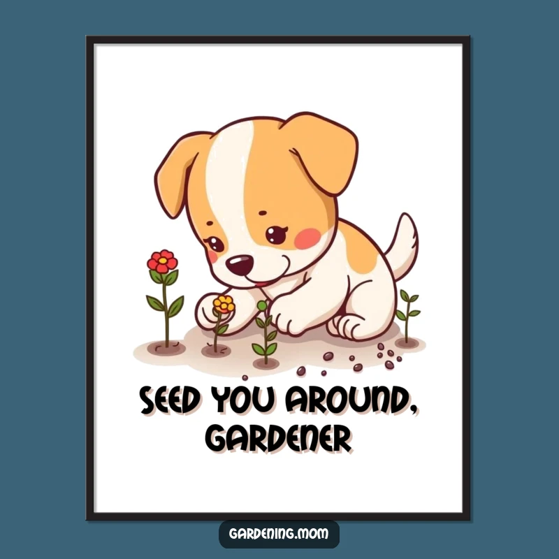 Free Printable Wall Art: Planting Dog, Funny Downloadable Decor for Garden Lovers