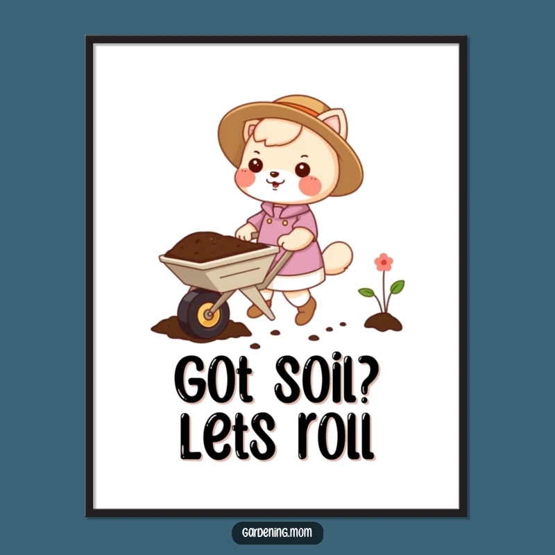 Funny Free Printable Wall Art: Gardening Mom Animal with Wheelbarrow, Whimsical Downloadable Decor