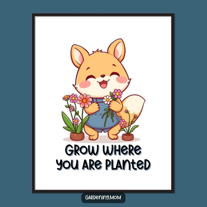 Funny Free Printable Wall Art: Whimsical Animal with Flowers, DIY Downloadable Decor
