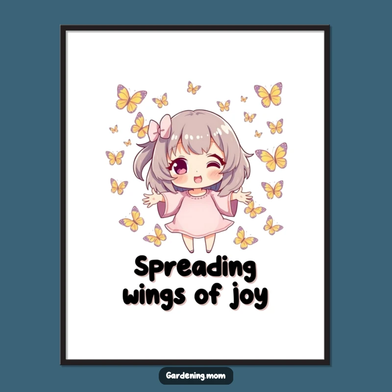 Free Printable Wall Art: Butterfly Embrace Character, Funny Downloadable Decor