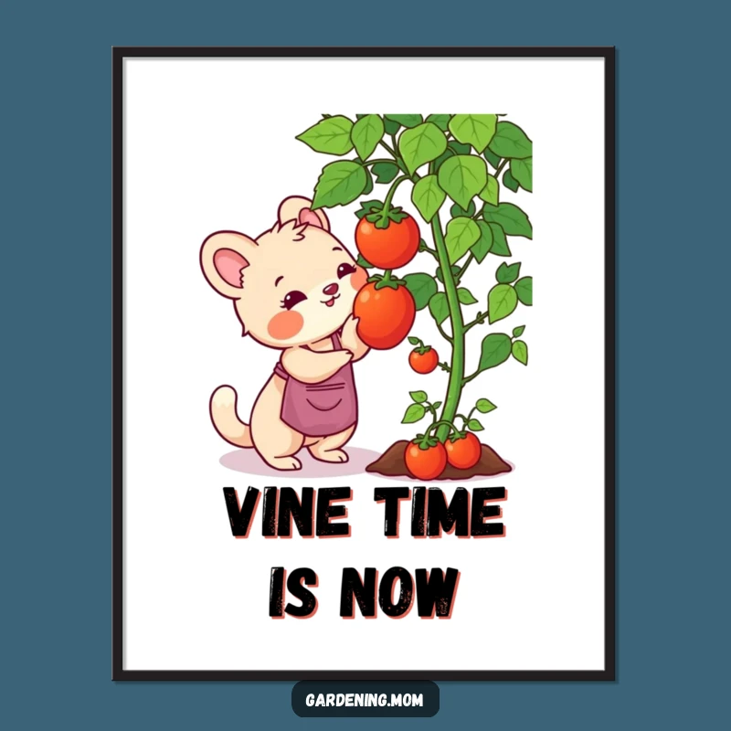 Funny Free Printable Wall Art: Tomato-Picking Gardening Mom Animal, Whimsical Downloadable Decor