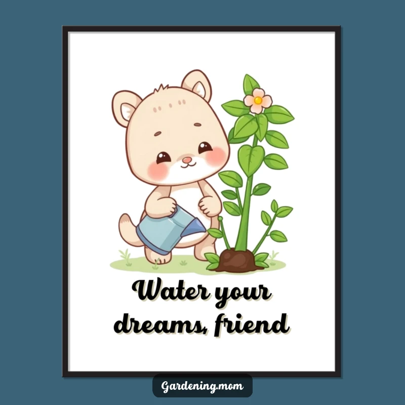 Funny Free Printable Gardener Mom Wall Art: Vibrant Plant Watering Scene