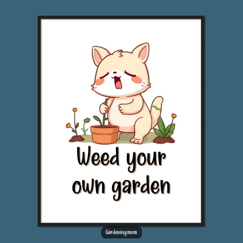 Funny Free Printable Wall Art: Yawning Gardener Animal, Humorous Decor Downloadable