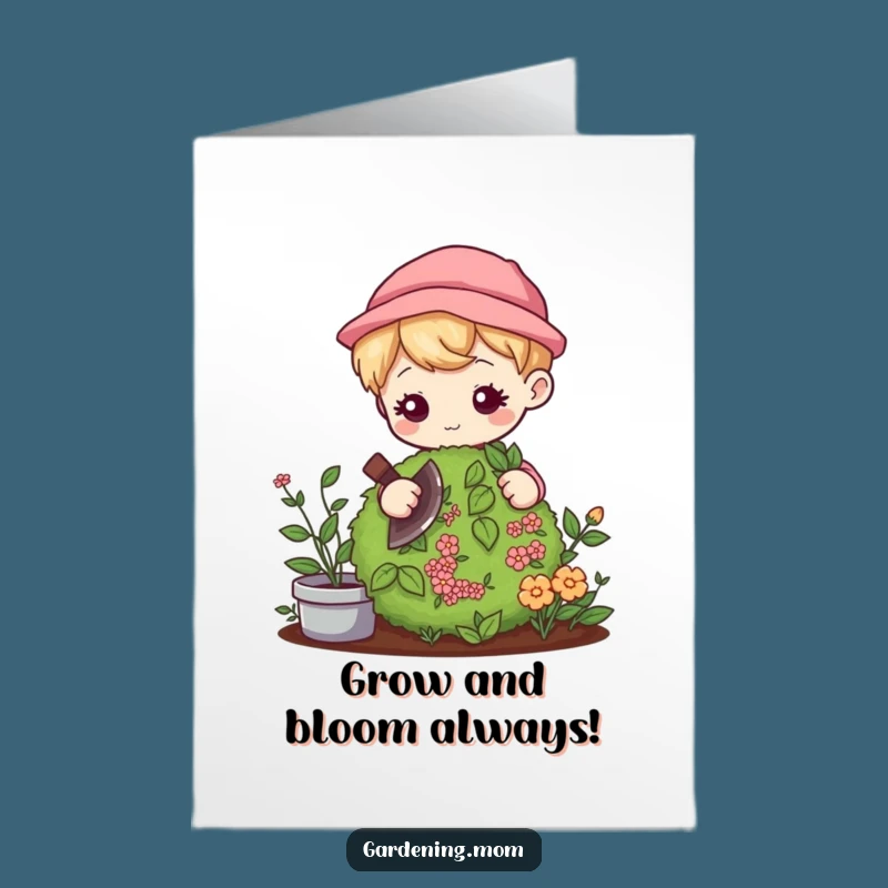Free Printable Birthday Card: Kawaii Gardener - Gentle & Focused Downloadable Gift!