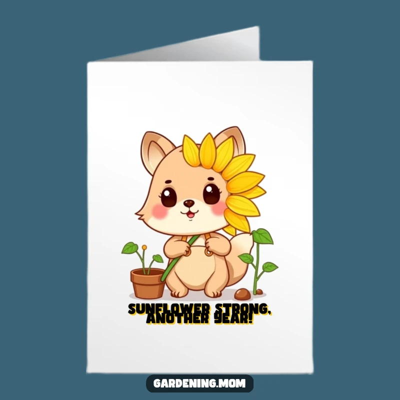 Free Printable Birthday Card: Sunny Animal Gardener, Blooming Joy Downloadable Gift