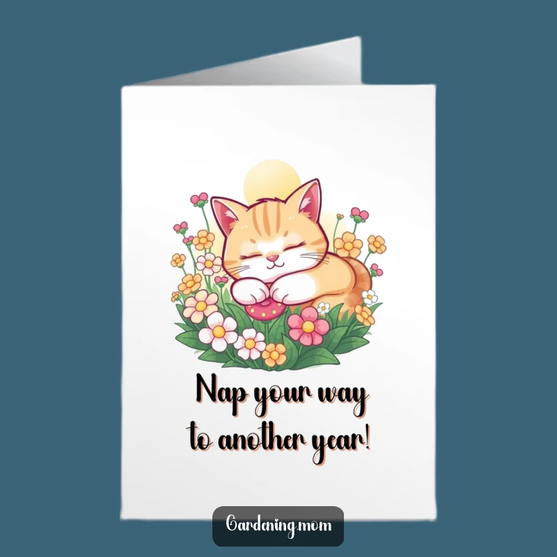 Free Printable Cat Birthday Card: Sunny Snooze Downloadable for a Purrfectly Relaxing Day