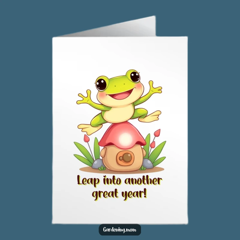 Free Printable Frog Birthday Card: Gnome-Jumping Fun Downloadable for a Hoppy Celebration