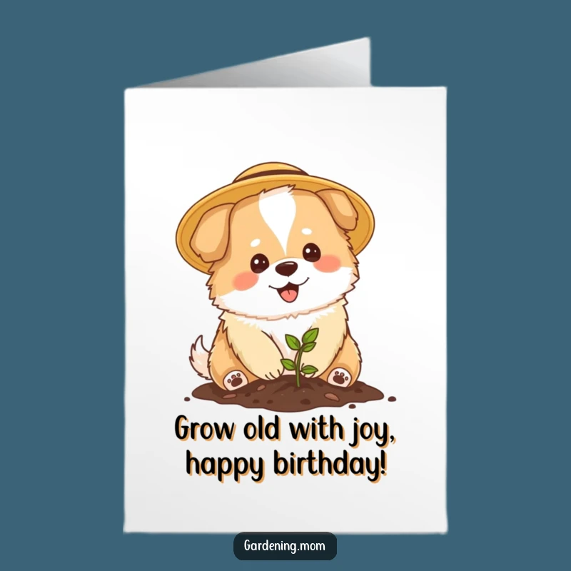 Free Printable Mama Dog Birthday Card: Gardener Pup, Growing Wishes, Downloadable Gift
