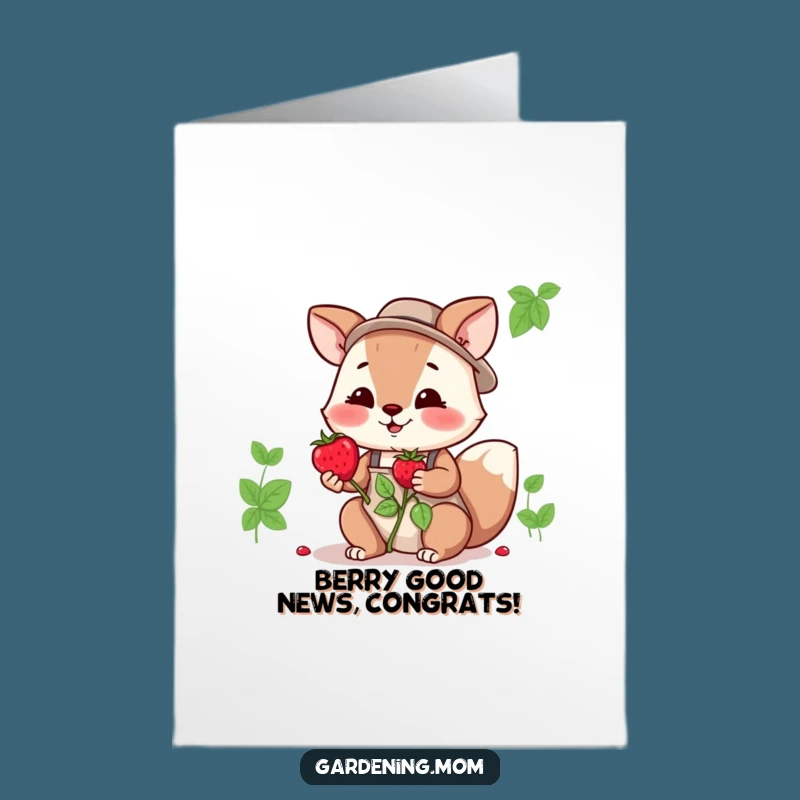 Free Printable Congrats Card: Berry-Giving Gardening Mom Animal, Joyful Downloadable Celebration