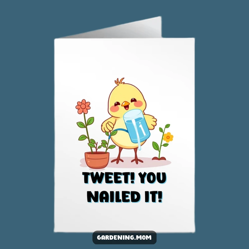 Free Printable Congrats Card: Proud Bird's Green Thumb - Downloadable
