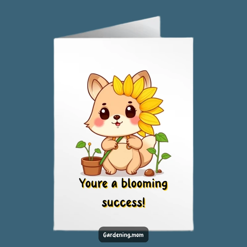 Free Printable Congrats Card: Proud Gardener Animal, Blooming Success Downloadable