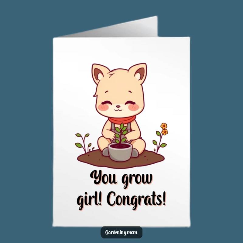 Free Printable Gardener Mom Card: Animal Cheers with Seedling Success