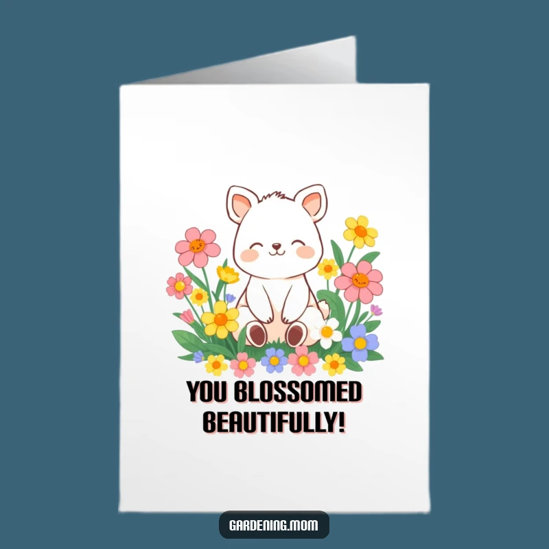 Free Printable Congrats Card: Contented Flower Dweller Animal, Peaceful Success Funny Gift