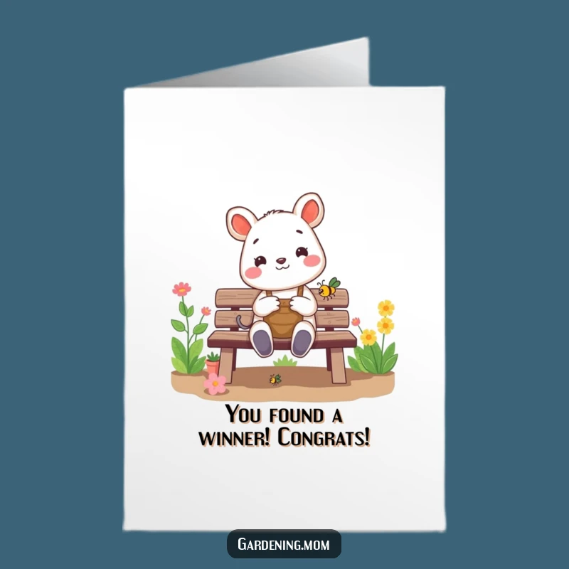 Free Printable Congrats Card: Gardener Animal Admiring Bug - Humorous Downloadable Gift