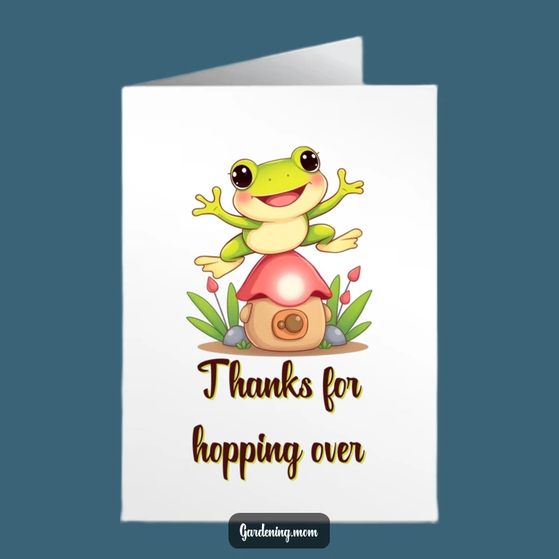 Free Printable Frog Thank You Card: Gnome-Leaping Thanks Downloadable for Grateful Gratitude