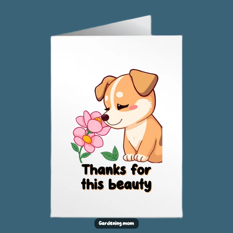 Free Printable Thank You Card: Delighted Dog & Flower, Funny Downloadable Gift