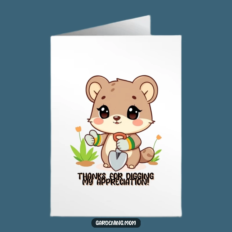 Free Printable Thank You Card: Gardening Animal - Funny Downloadable Gift for Expressing Thanks