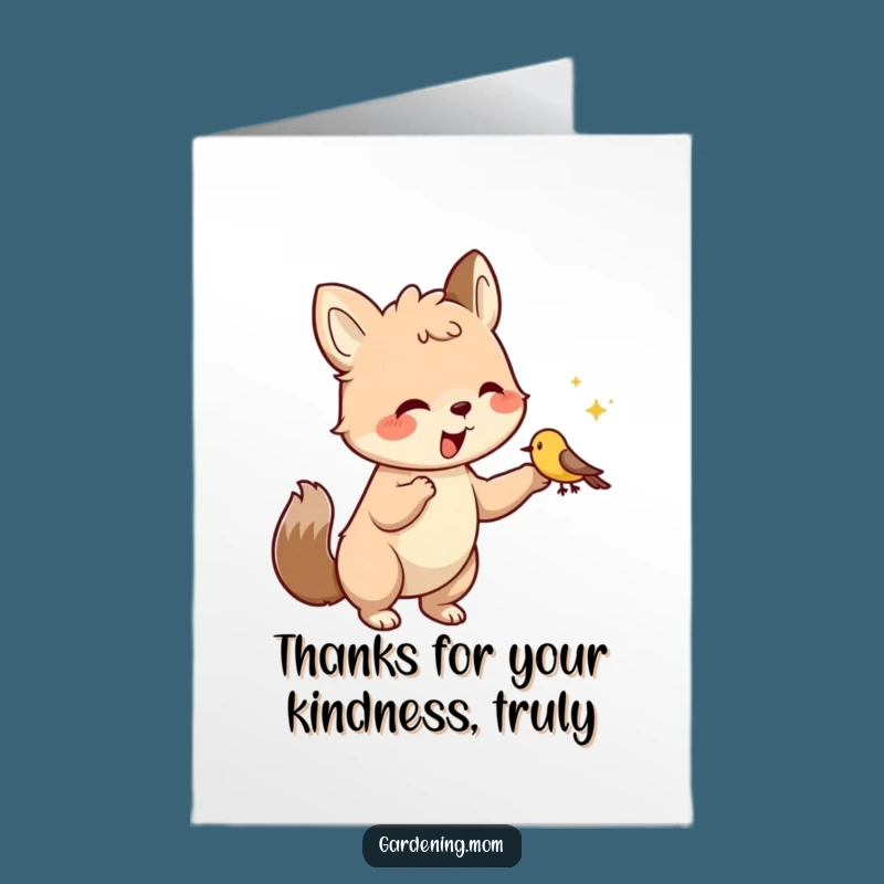 Free Printable Thank You Card: Quirky Animal Feeding Bird - Heartfelt Humor