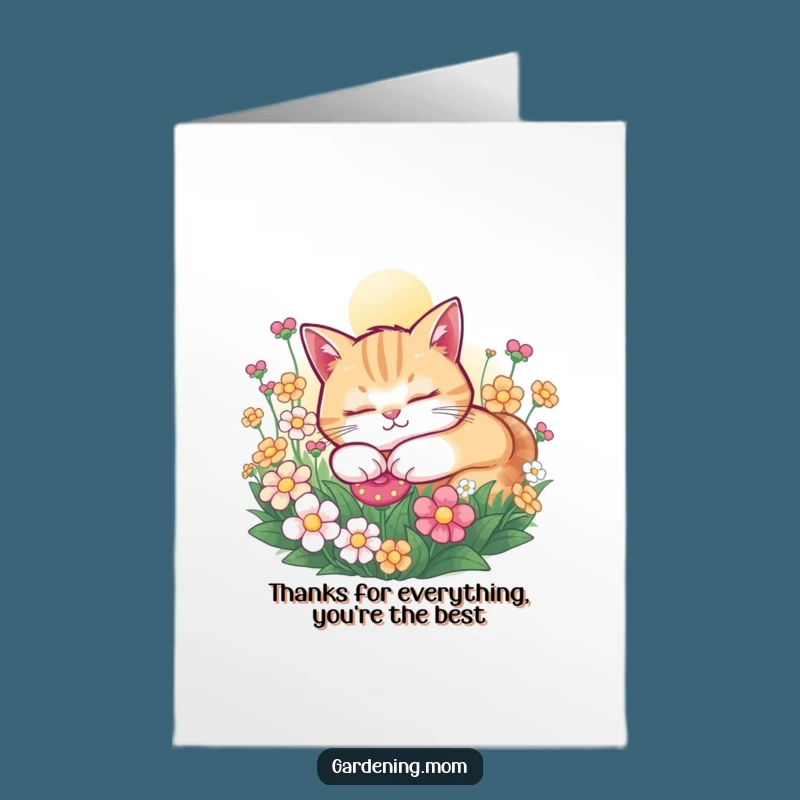 Free Printable Cat Thank You Card: Sunny Snooze Downloadable for Grateful Appreciation
