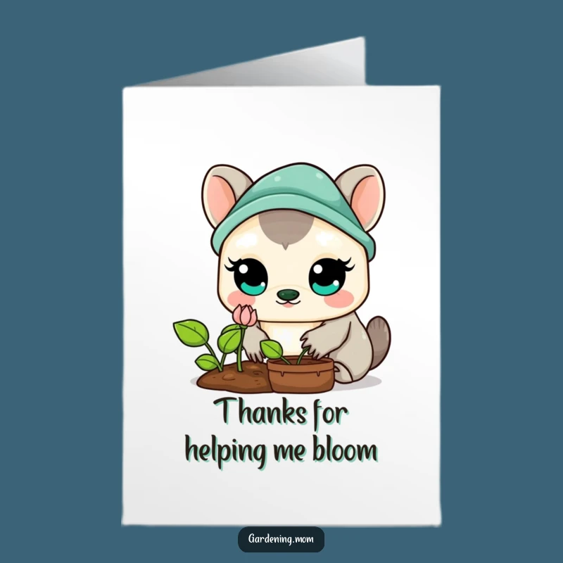 Free Printable Thank You Card: Kawaii Gardener Appreciates Growth, Heartfelt DIY