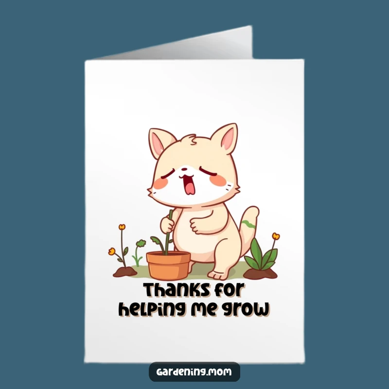 Free Printable Thank You Card: Yawning Gardener Animal, Appreciative Downloadable Gift