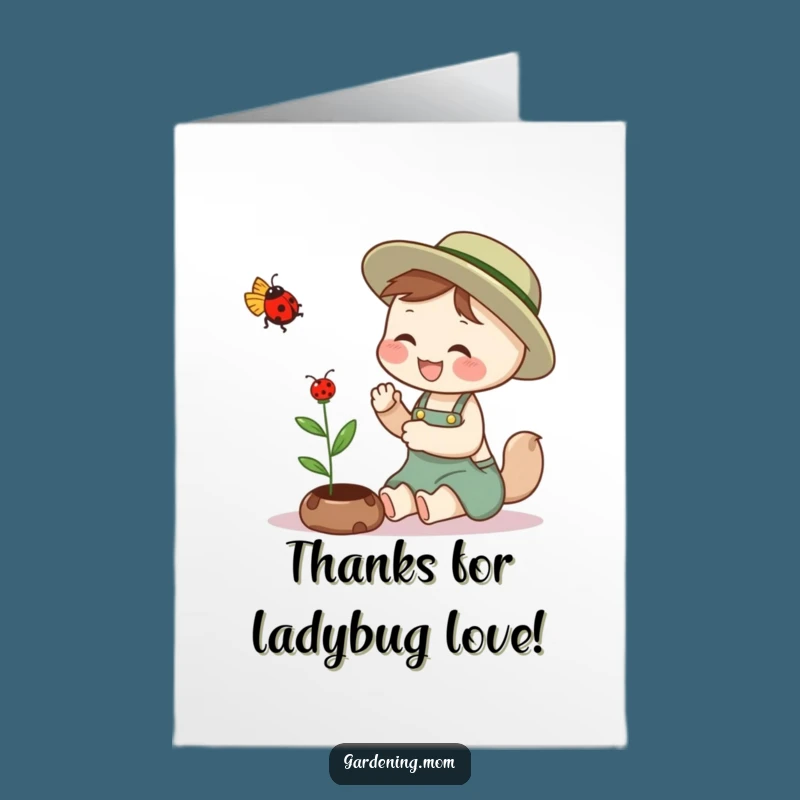 Free Printable Thank You Card: Giggle-Filled Gardening Mom Animal & Ladybug, Sweet Downloadable