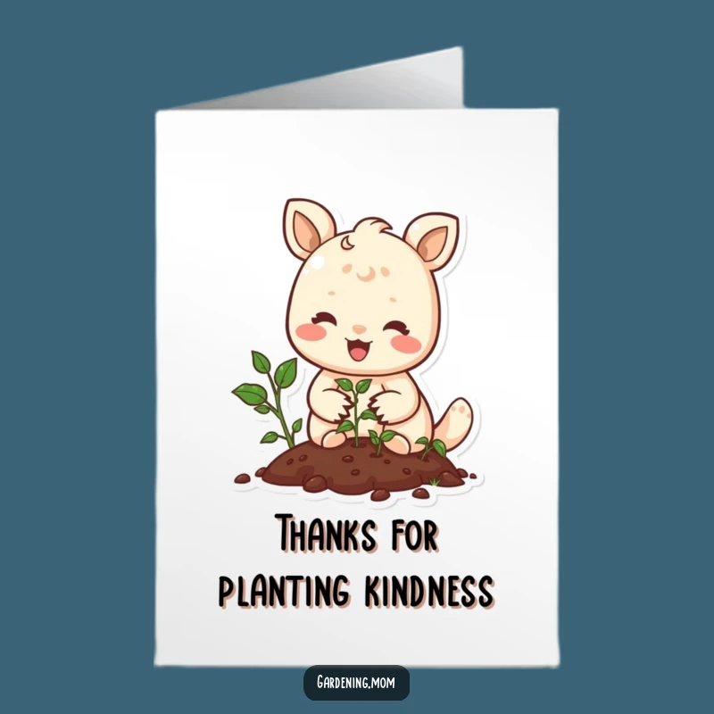 Free Printable Thank You Card: Joyful Animal Planting Seeds - Funny Downloadable Gift