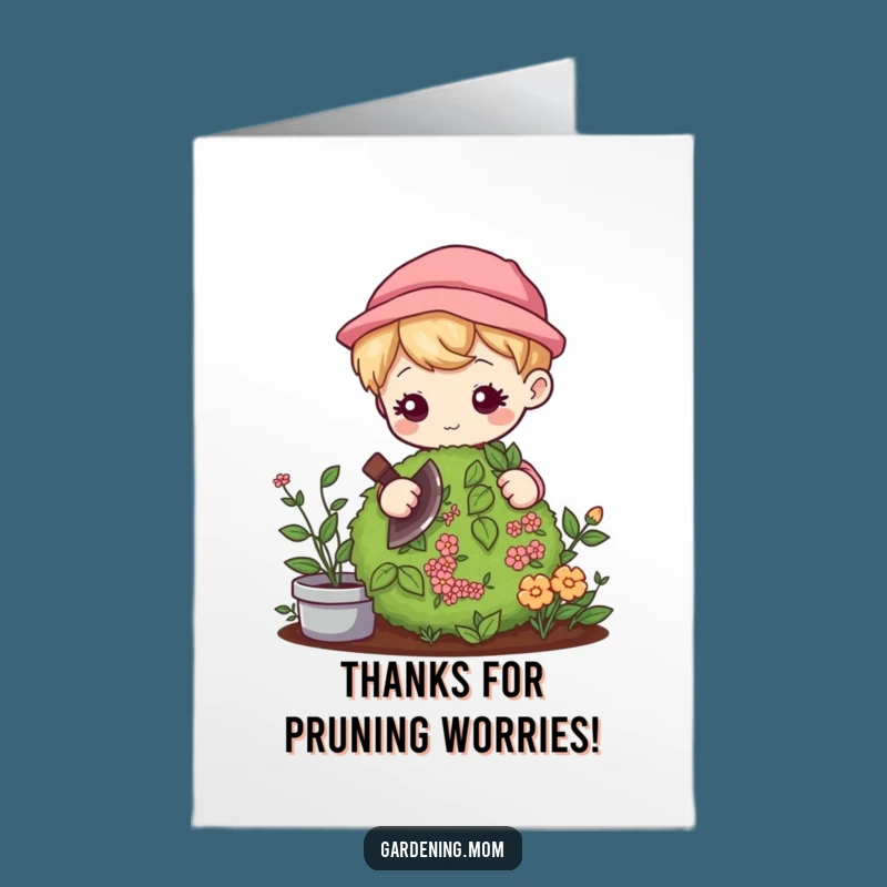 Free Printable Thank You Card: Kawaii Gardener - Grateful & Gentle Downloadable Gift!