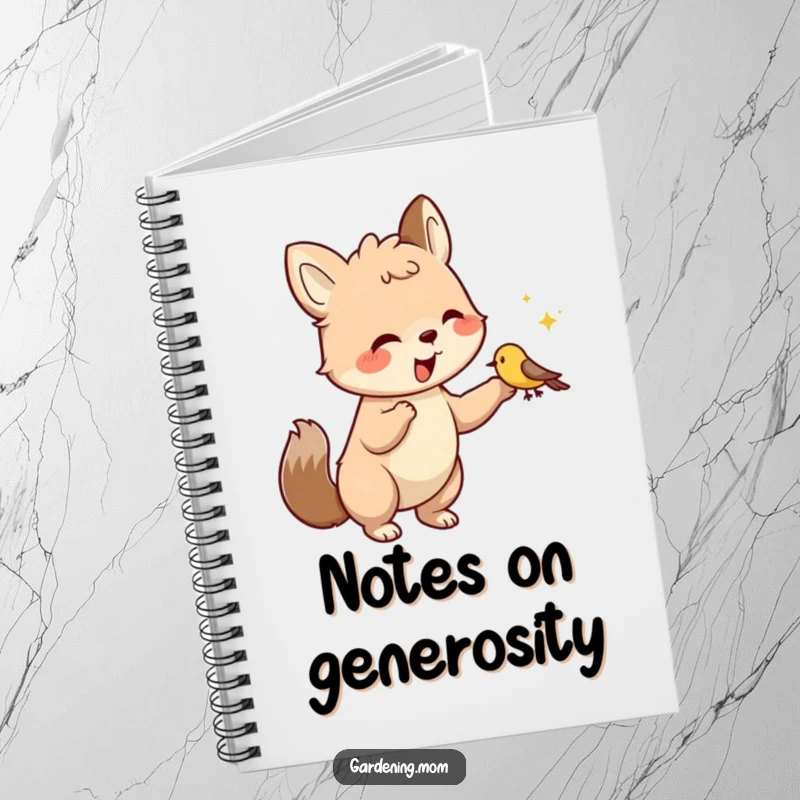 Funny Notebook: Adorable animal character gently feeding a small bird from its palm, inspiring kindness and creativity on every page.