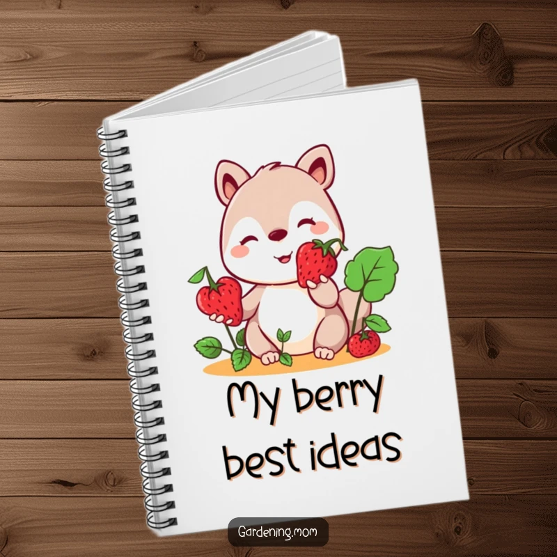 Funny Kawaii Gardening Animal Notebook Offering a Berry, Cute Cover, Perfect for Journaling and Notes.