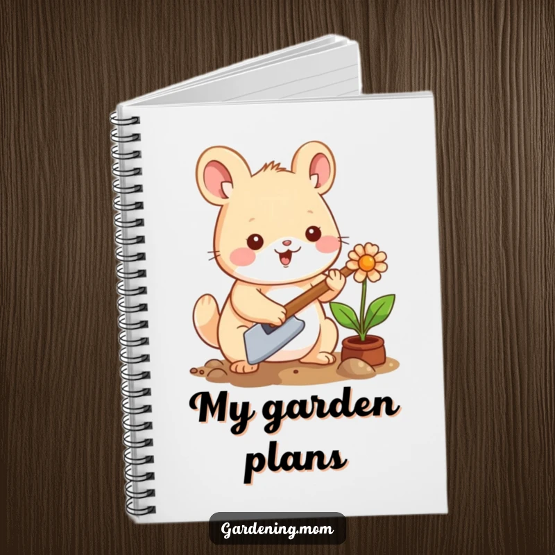 Funny Kawaii Gardening Animal Notebook: A cute animal planting a flower with a trowel, designed for notes, sketches, and joyful scribbles.