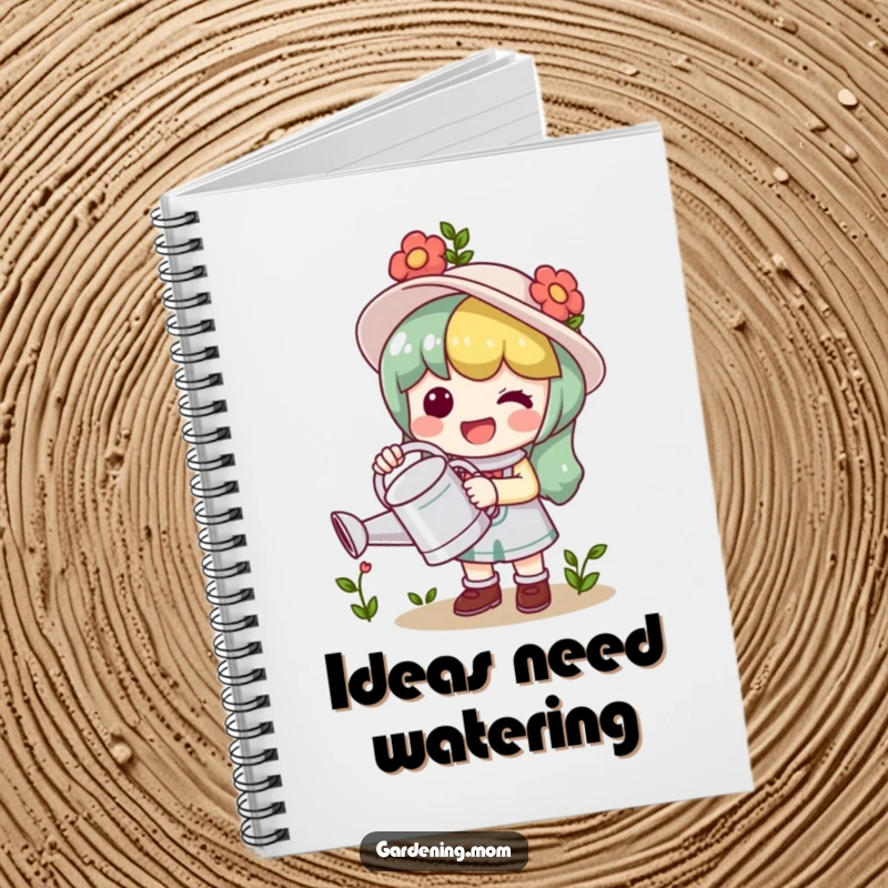 Funny Notebook: A kawaii gardening character holds a watering can, ready to capture your thoughts.