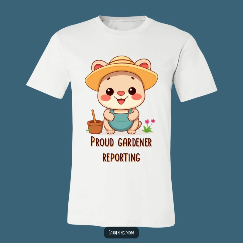 Funny Kawaii Gardening Animal T-Shirt: Proud Straw Hat Gardener, Hilarious Tee