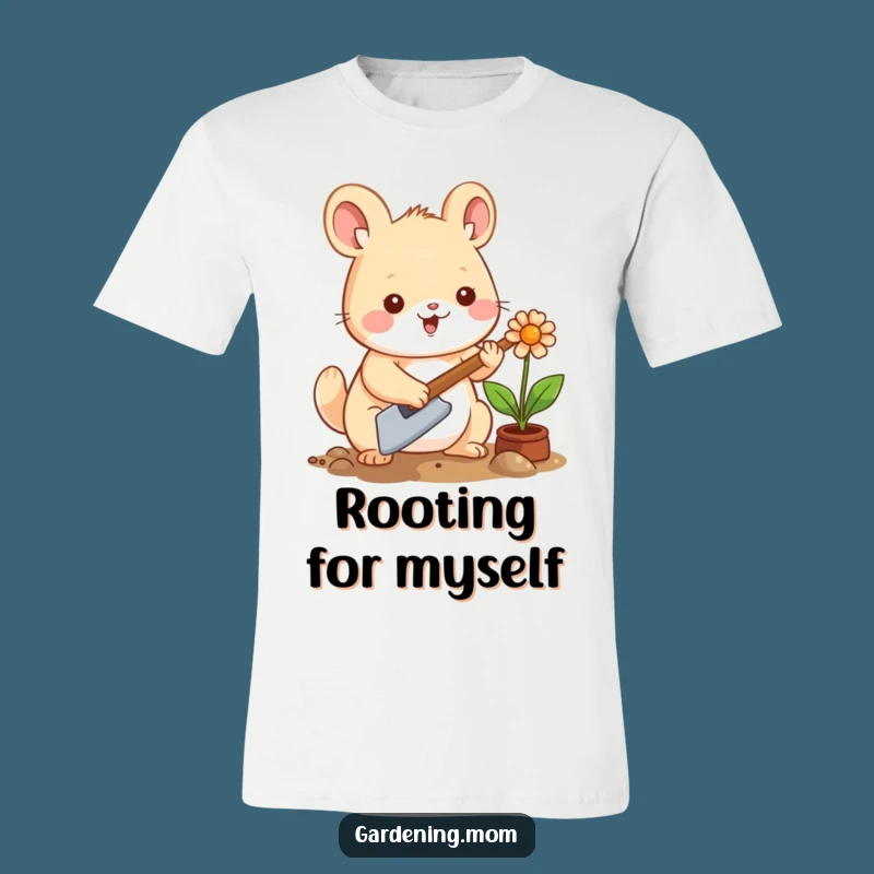 Funny Kawaii Gardening Animal T-Shirt: Happy Planter with Trowel, Adorable Gift