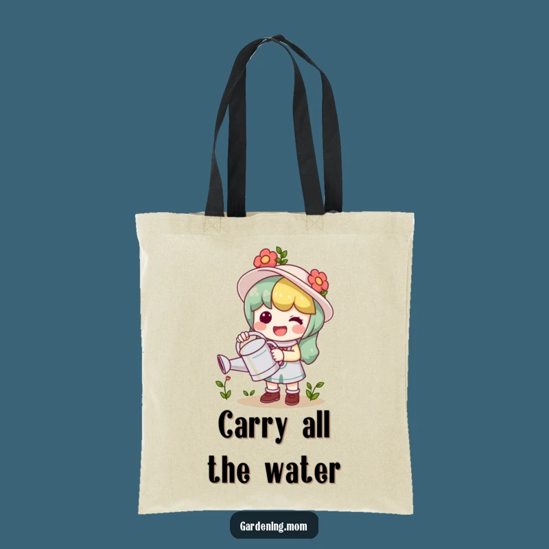 Funny Kawaii Gardener Tote Bag: Watering Can Character Eco Gift