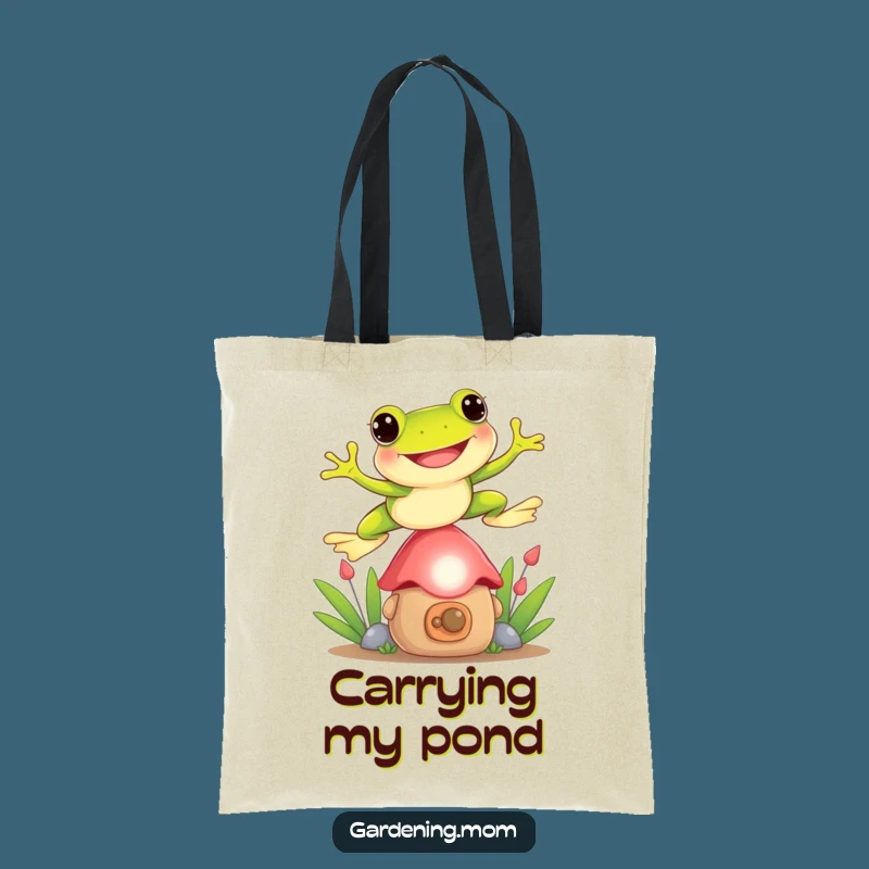 Funny Frog Tote Bag: Gnome Jumping Design, Spacious & Playful Funny Gift