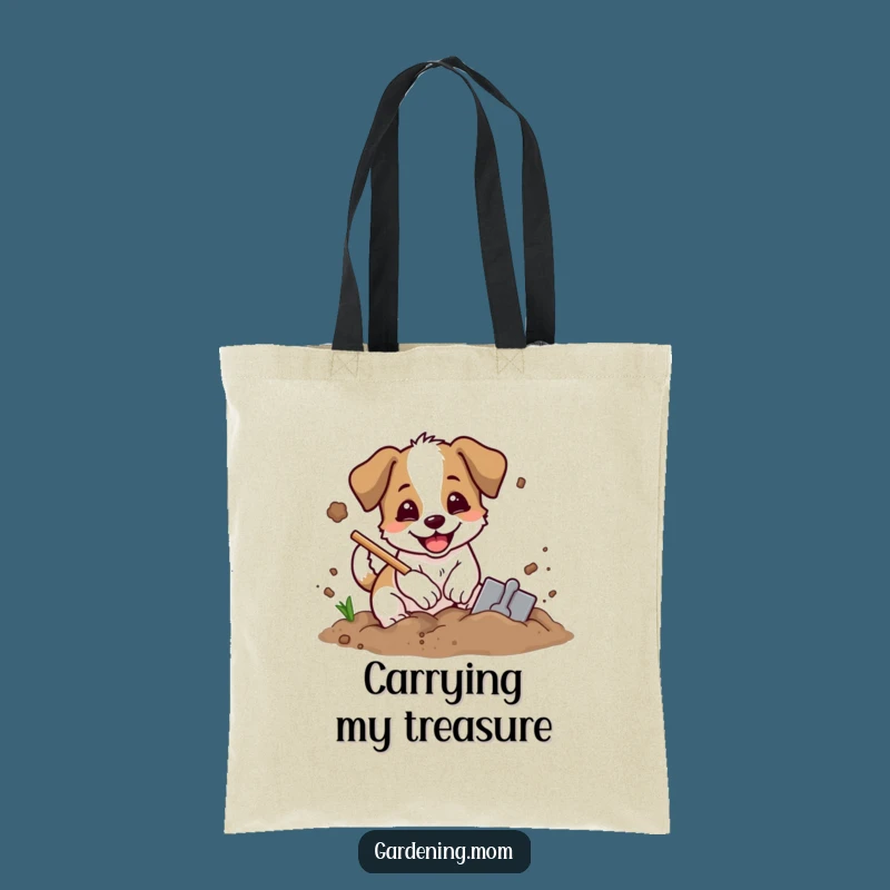 Funny Digging Dog Tote Bag: Carry Your Garden Gear, Pet Lover Gift