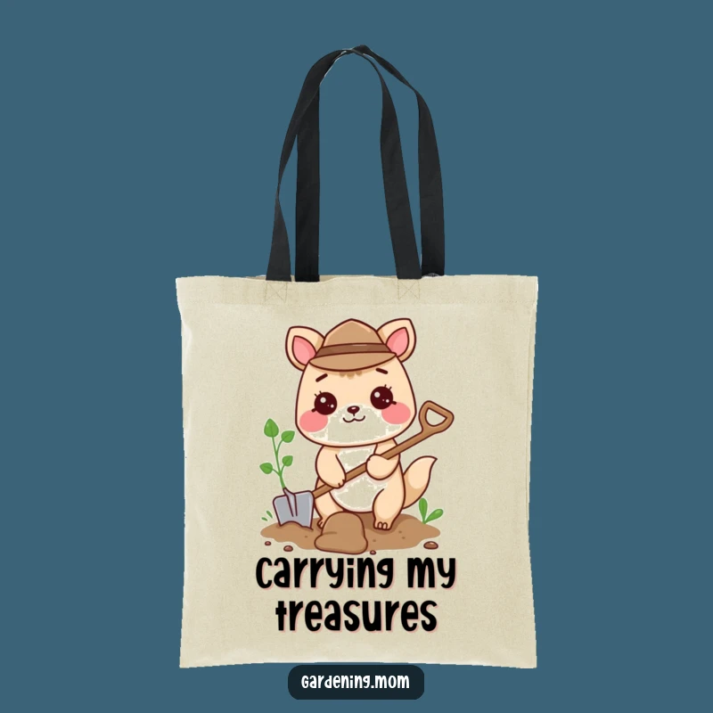 Funny Digging Animal Tote Bag: Shovel Carrier, Whimsical Gift for Shoppers