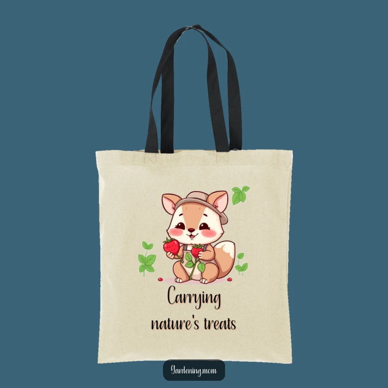 Funny Gardening Mom Animal Tote Bag: Berry Offering, Great Funny Gift for Gardeners
