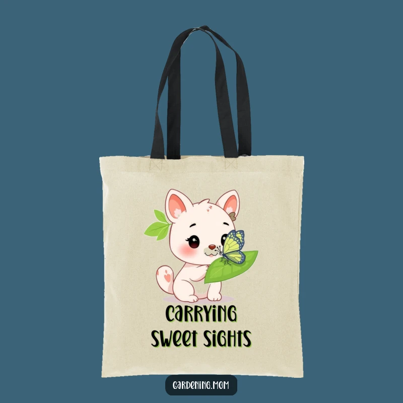 Funny Animal Butterfly Tote Bag: Admiring Nature Gift