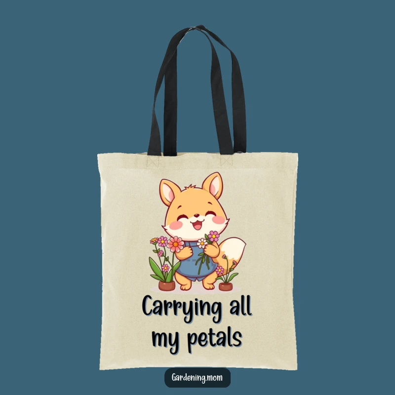 Funny Gardening Animal Tote Bag: Flower Bouquet Tote, Whimsical Gift for Shoppers