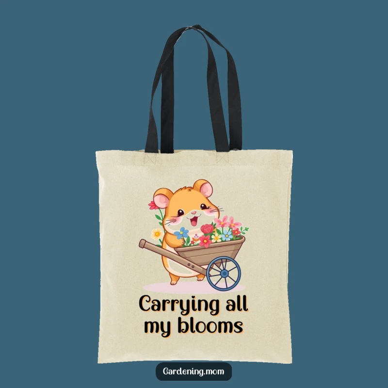 Funny Hamster Wheelbarrow Flowers Tote Bag: Carry Your Blooms in Style