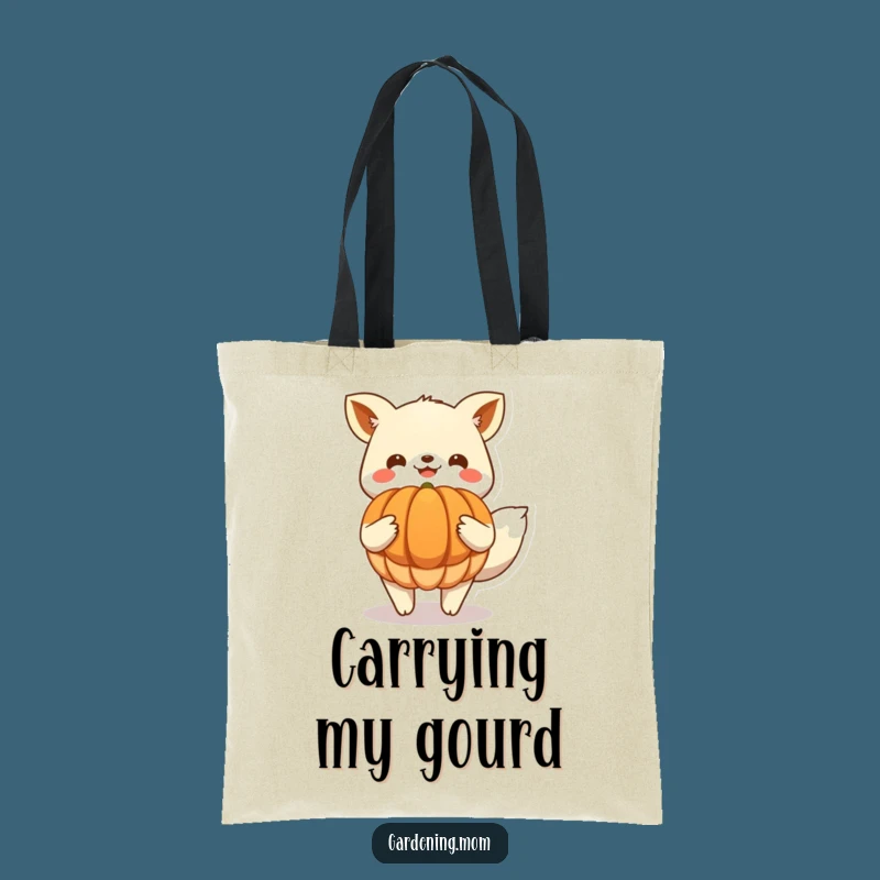 Funny Harvest Tote Bag: Animal with Giant Pumpkin, Eco-Friendly Gift