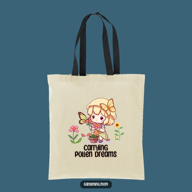 Funny Kawaii Gardener Tote Bag: Cute Character Butterfly Eco-Friendly Gift