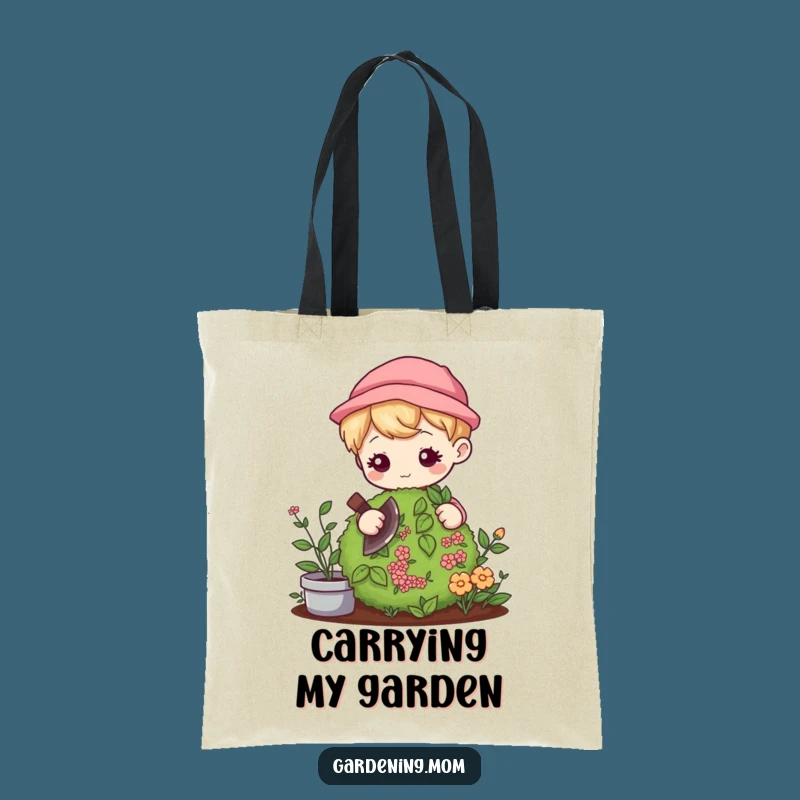 Funny Kawaii Gardener Tote Bag: Gentle Pruning Focus - Carry Your Garden Love