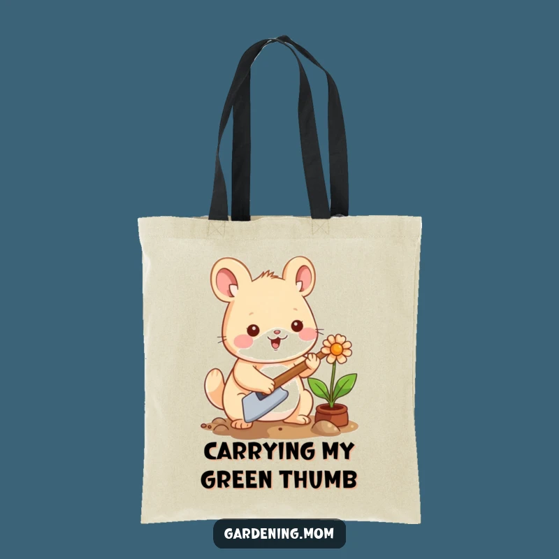 Funny Kawaii Gardening Animal Tote Bag: Happy Planter, Eco-Friendly Gift